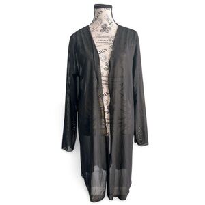 Black Sheer Longline Duster Cardigan Lightweight Layer One size